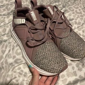 Purple puma tennis shoes